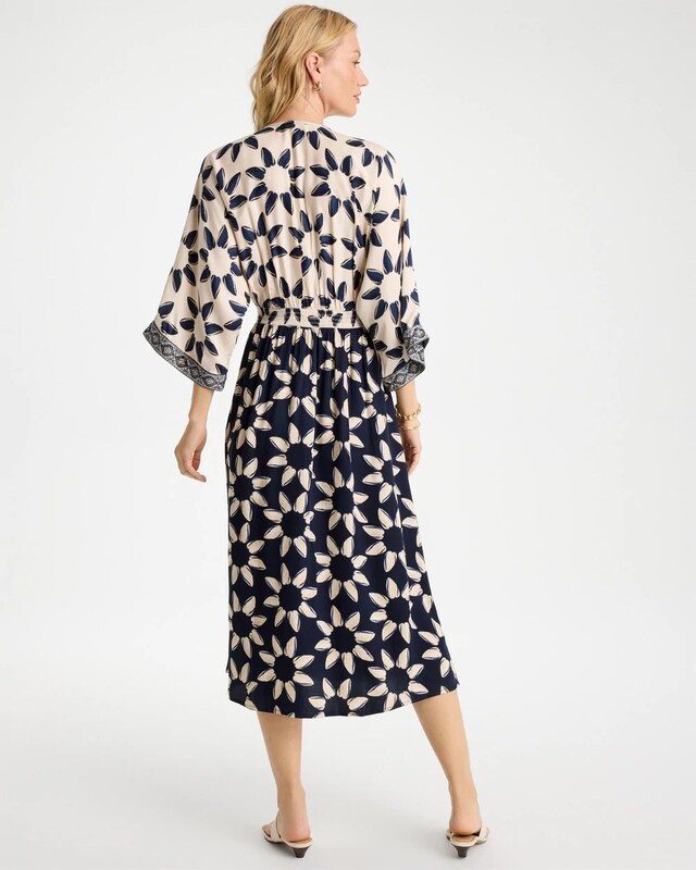 Faux Satin Contrast Floral Dress - image 3